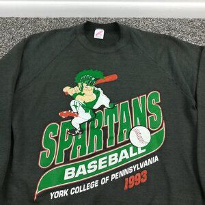Vintage York College Spartans Baseball Sweatshirt Jerzees Mens Large USA Made